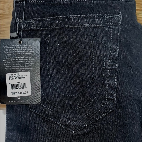 NWT Mens True Religion Geno Slim Fit Stretch Jeans in Body Rinse Black - Picture 12 of 14